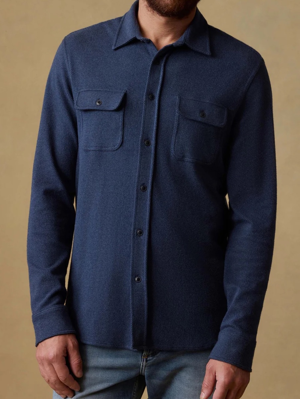 Faherty Legend Sweater Shirt Brighton Navy Twill